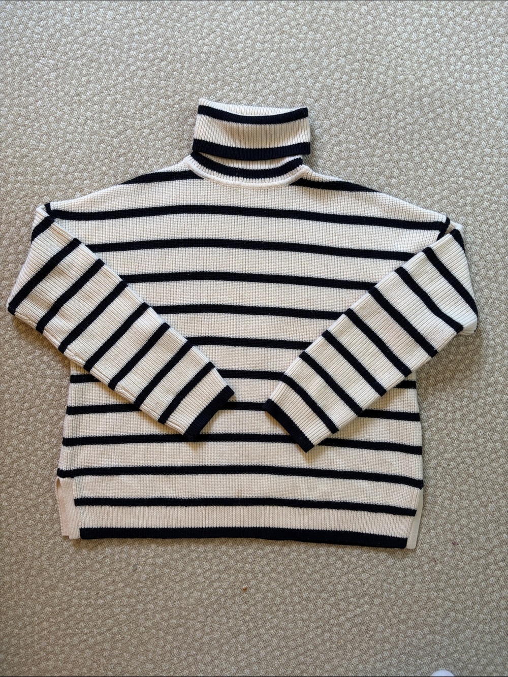 La Ligne Navy & White Wool Striped Turtleneck Sweater size s